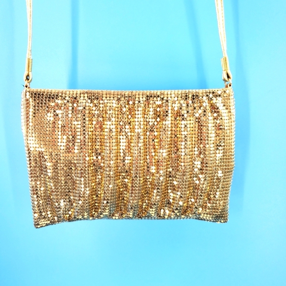 Whiting & Davis mesh gold tone crossbody bag